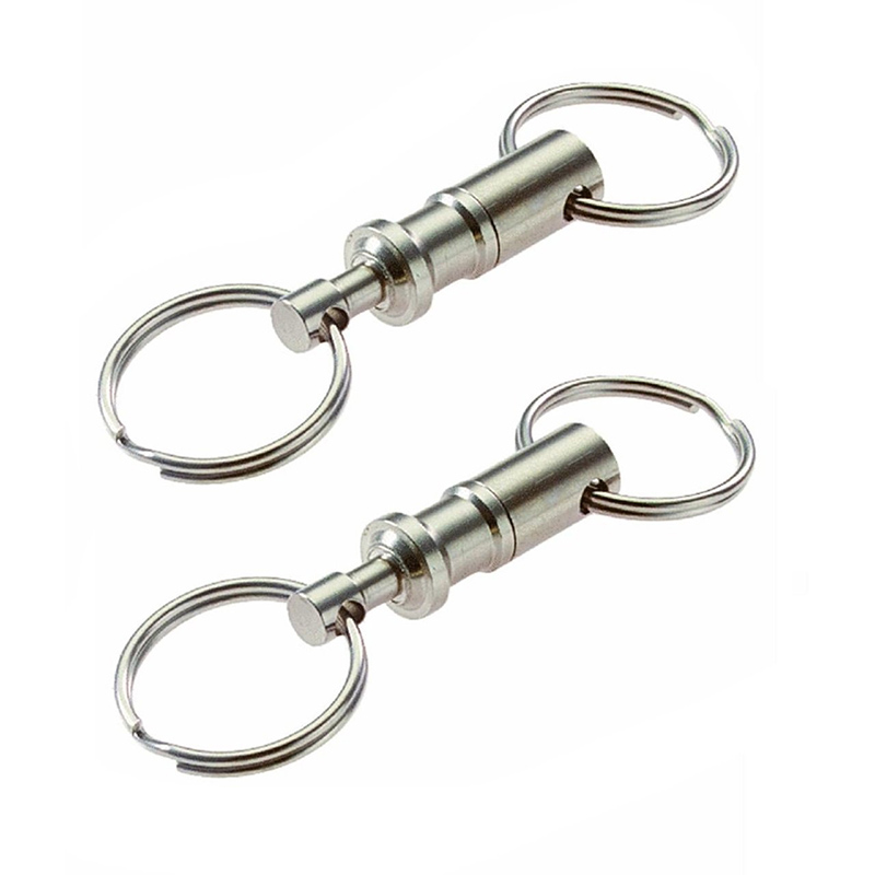1PCS Dual Detachable Key Chain Snap Lock Holder Steel Chrome Pull-Apart Key Rings Removable Keyring Keychain