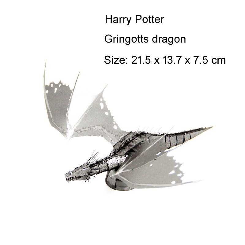 Flying dragon 3D Metal Puzzle cabin train Gold Snitch model KITS Assemble Jigsaw Puzzle Toys For Children: 100-Gringotts dragon