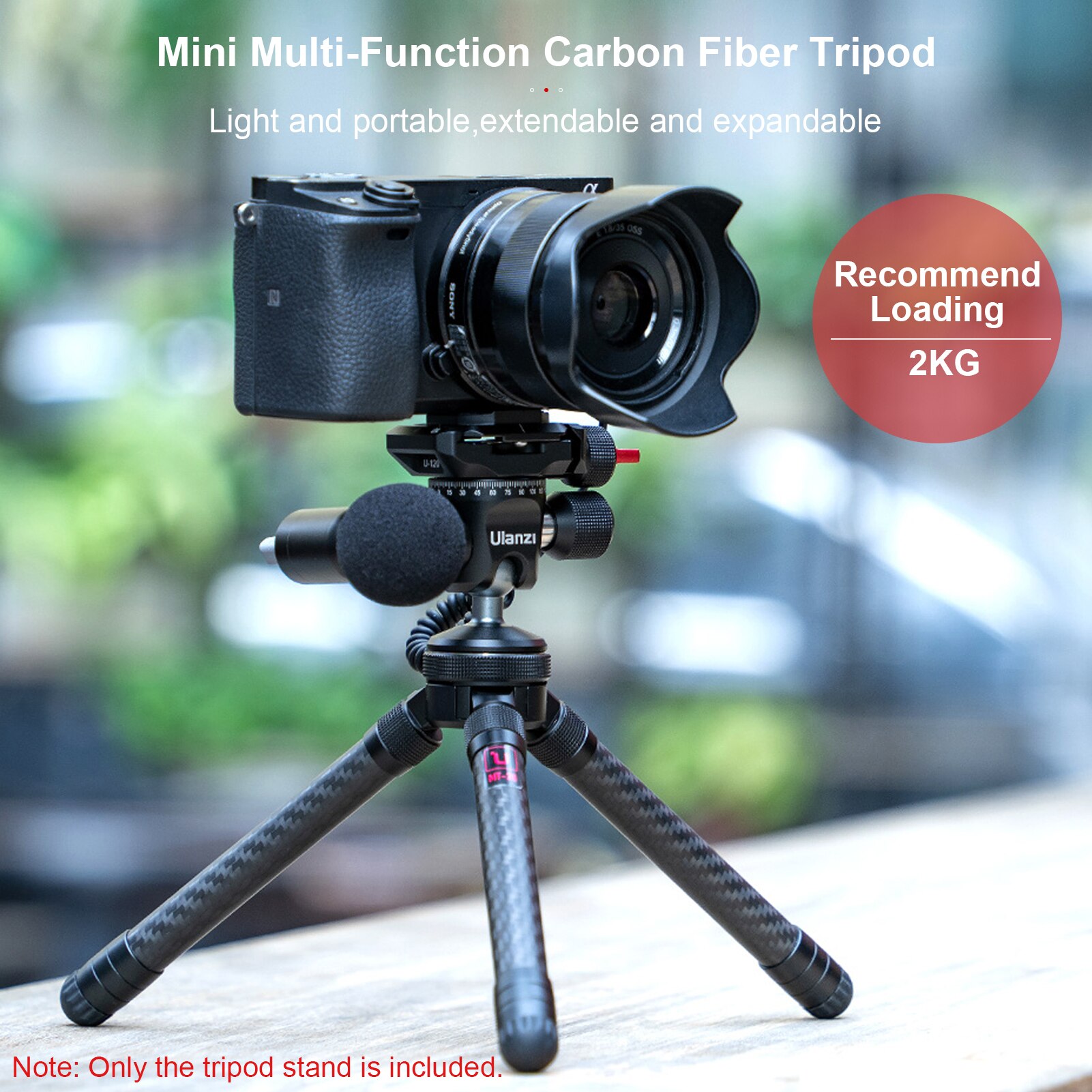 Ulanzi MT-28 Uitschuifbare Carbon Fibe Statief Stand 2-Hoogte 2-Hoek Verstelbare 2Kg Laadvermogen Tafel Statief Voor dslr Slr Telefoon Houder