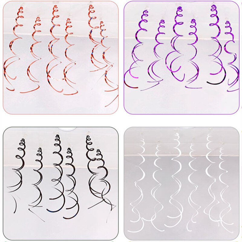 6pcs Sparkling Spiral Ribbon Multicolor Decorative Wedding Ribbon Streamer Ribbon Decoration For Halloween Christmas Party DIY