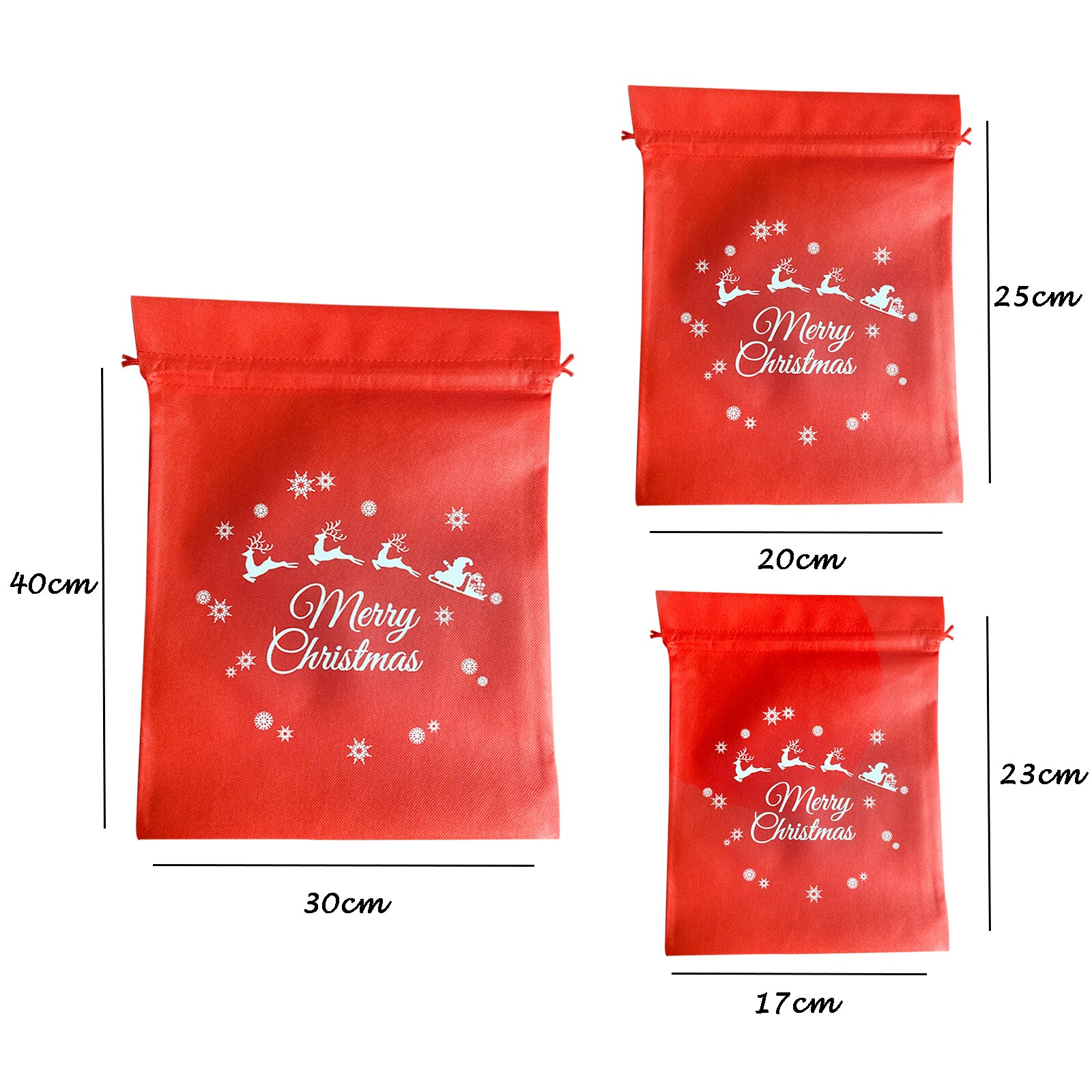 Non-woven Christmas Bags Drawstring Candy Bags Merry Christmas Decorations for Home Year 2022 Bags