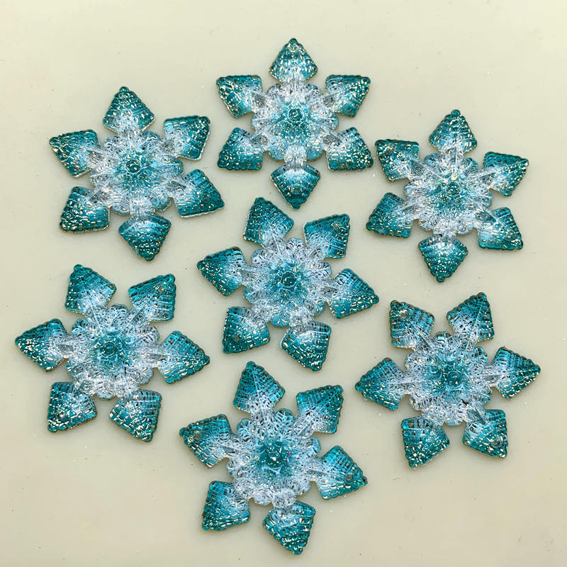 30mm sneeuwvlok Acryl Kristal, Flat Terug Cabochon Kralen Voor DIY Ambachten Christmas Party 10 pcs-B535