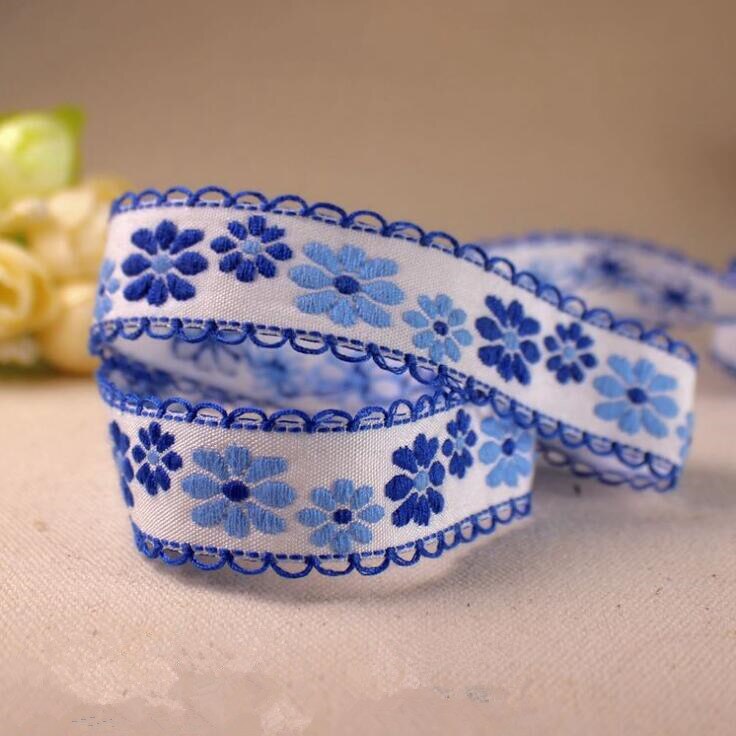 20mm geborduurde bloemenkanten linten om in te wikkelen, doe-het-zelf knutselen, haar sieraden maken zdd 02