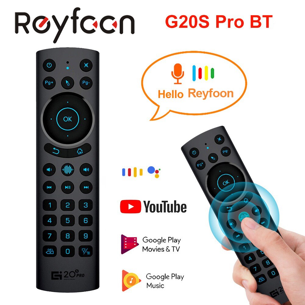 G20S PRO BT 2.4G Remote Control Backlit Air Mouse Gyroscope IR Learning Voice Assistant for Google Certificated Android TV BOX