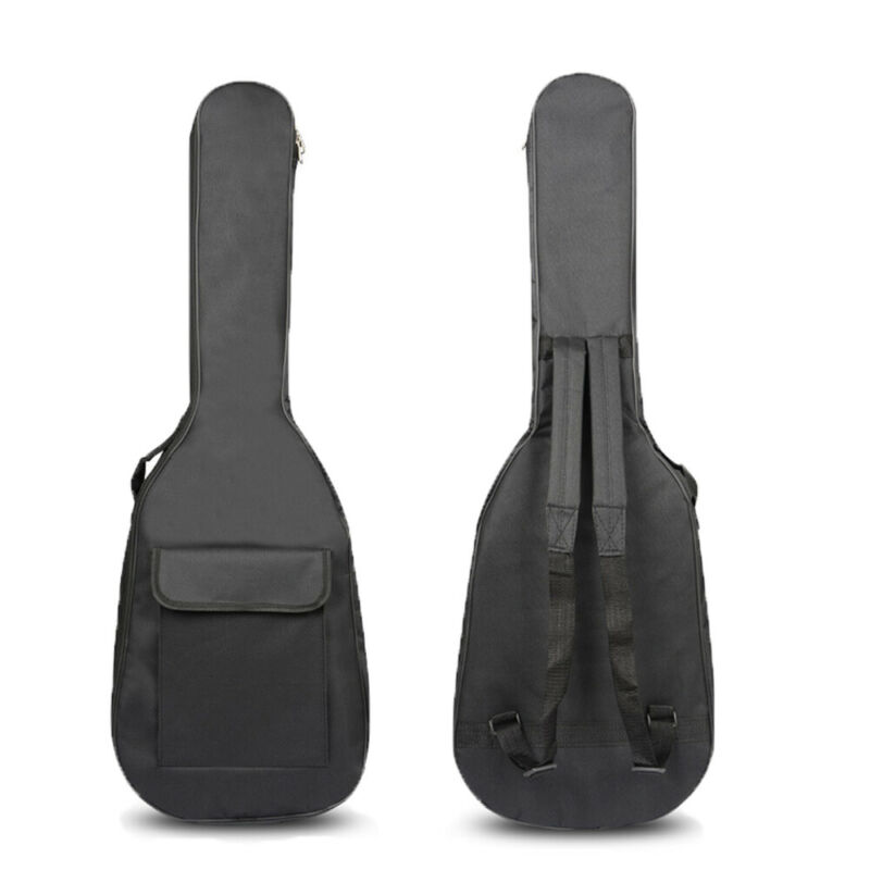 Double Straps Oxford Padded Electric Bass Guitar Bags Soft Case Gig Waterproof Black Solid Backpack