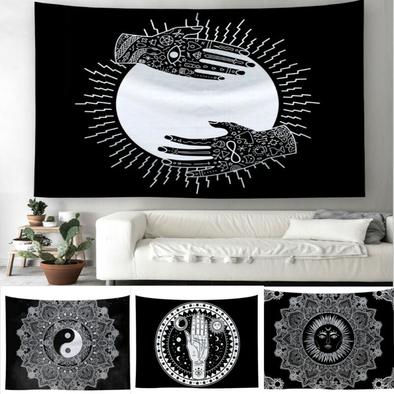 Zon en Maan Gezicht Indische Mandala Tapestry Totem Bohemian Hippie Muur Opknoping Deken Thuis Dorm Decor