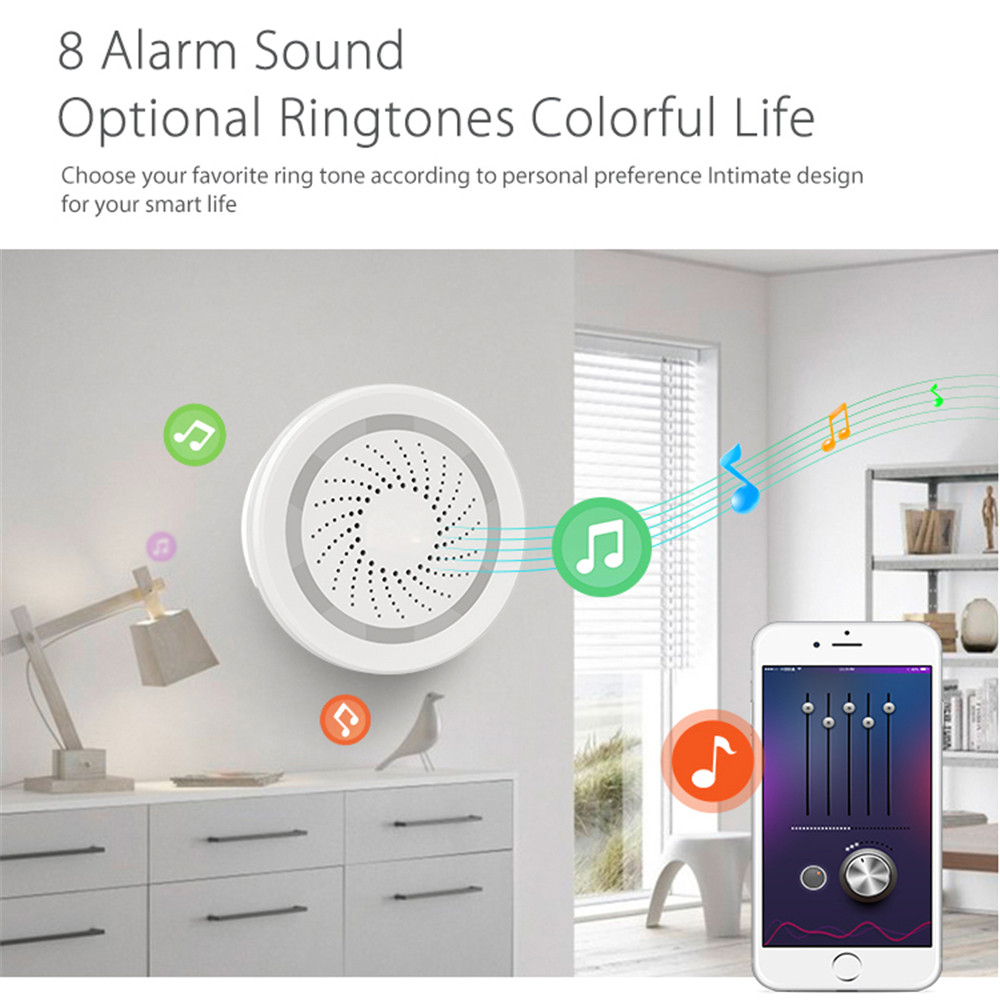 Smart Home WiFi Siren Alarm Sensor USB Power Via iOS Android APP Notification Plug And Play No HUB Requirement