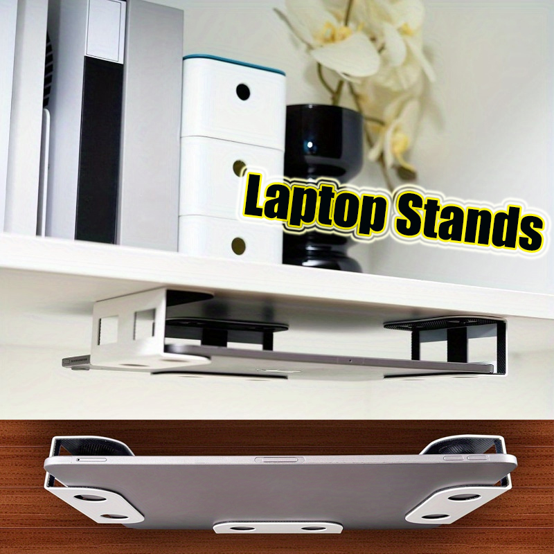 Universell laptopförvaring under skrivbordet hållbar platsbesparande metallbricka surfplatta stativ laptophållare för macbook för olika bord