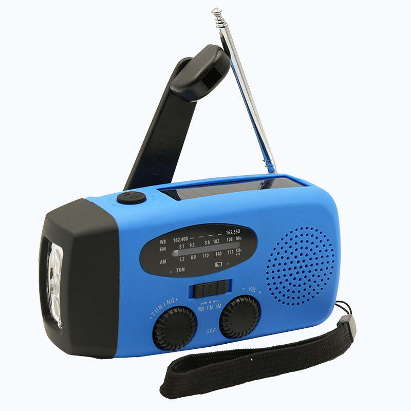 2000 mAh Radio awaryjne Wielofunkcyjne radio z korbą ręczną na energię słoneczną FM AM WB NOAA Radio pogodowe Ładowanie USB 3 latarki LED: Różowy
