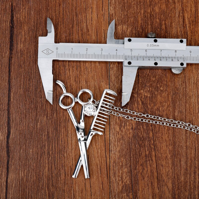 dongsheng Combs Scissors Pendant Rose Gold Scissors jewelry Cosmetologist hair Dresser Rhinestone Necklace Hairdresser