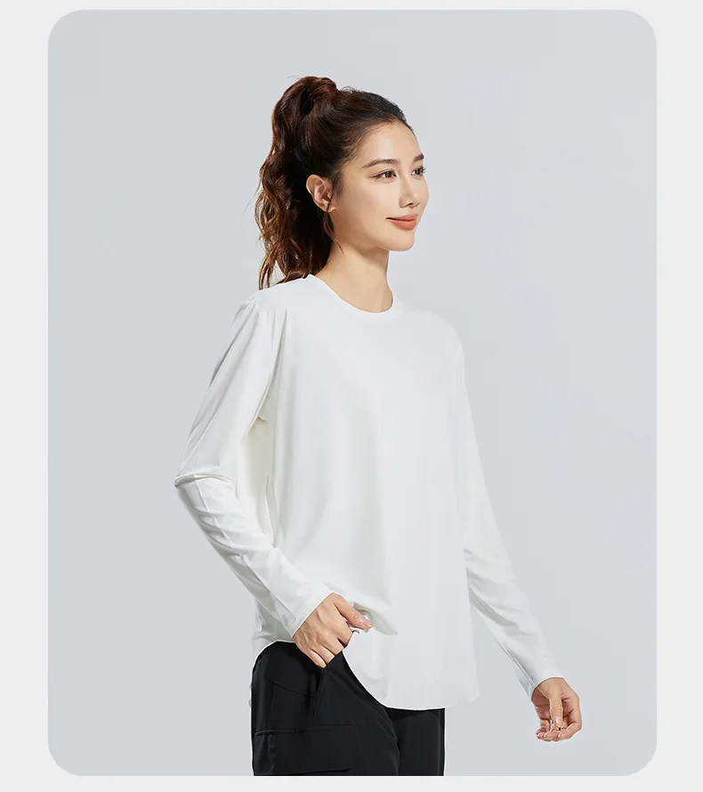 WOYYHO Yoga-T-Hemden für Damen, langärmelig, lockere Passform, Lauf-Sweatshirt, schnell trocknend, Sport, Fitness, trainieren, Spitzen, atmungsaktive Bluse: XL / Orange