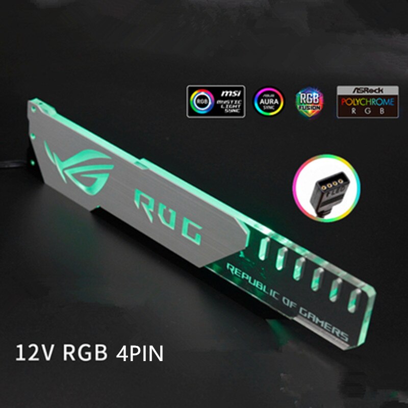 Symphony AURA graphics card bracket RGB belief lamp graphics card fixed support bracket companion computer light pollution decor: ROG 12V 4PIN silver
