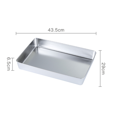 Narrow-Sided Rectangular Plate 304 Stainless Steel Deepened Flat-Bottomed Steamed Cake Pan Baking Pan Cooked Food Tray With Lid: O