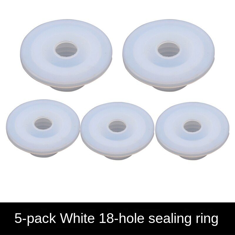 Toilet 40/50 drain pipe deodorant silicone seal washer drain pipe air conditioning pipe dual purpose anti-backwash: White 18holes (5Pcs)