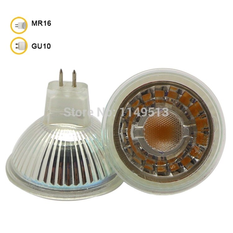 10pcs/lot dimmable GU10 MR16 LED Spotlight 3W 5W Glass body 230v dimmable COB LED Spotlight bulb