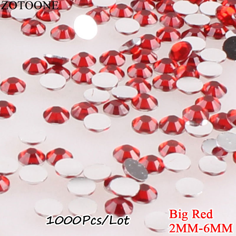 Zotoone Diy 2-6 Mm Crystal Red Strass Hars Plaksteen Hotfix Steentjes Kleren Nagels Art Decoratie Kralen Voor Telefoons tassen Schoenen