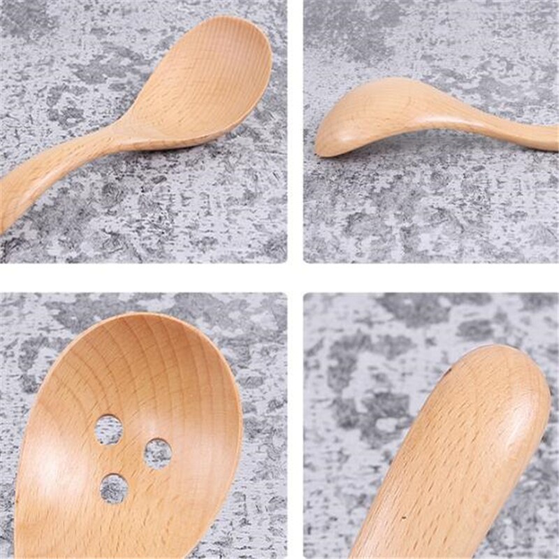 Natural Wooden Spoon Kitchen Cooking Utensil Tool Soup Porridge Teaspoon Tableware For Serving Soup Tools
