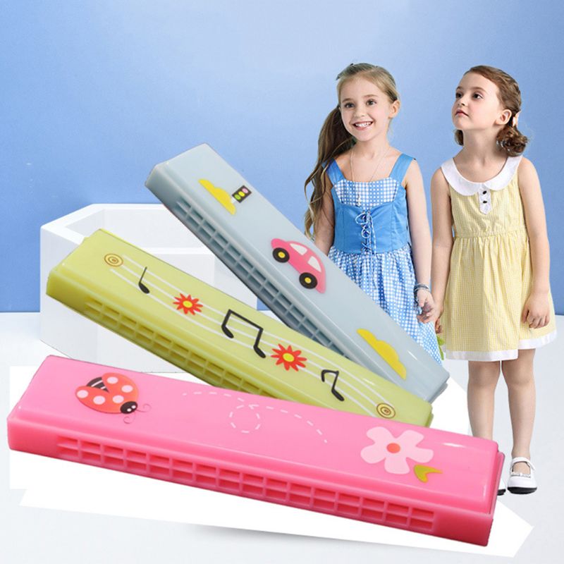 Dibujos Animados 16 agujeros Luminous Harmonica niños boca órgano con caja para chico