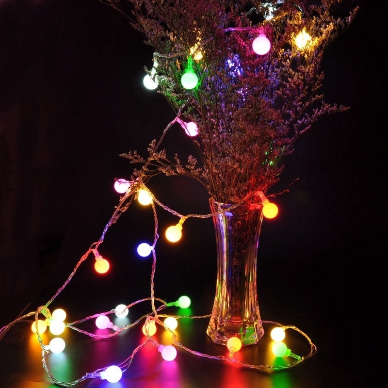 1.5M 3M 4M 5M Fairy Garland LED Ball String Lights Waterproof for Christmas Tree Wedding Home Indoor Decoration Battery Powered