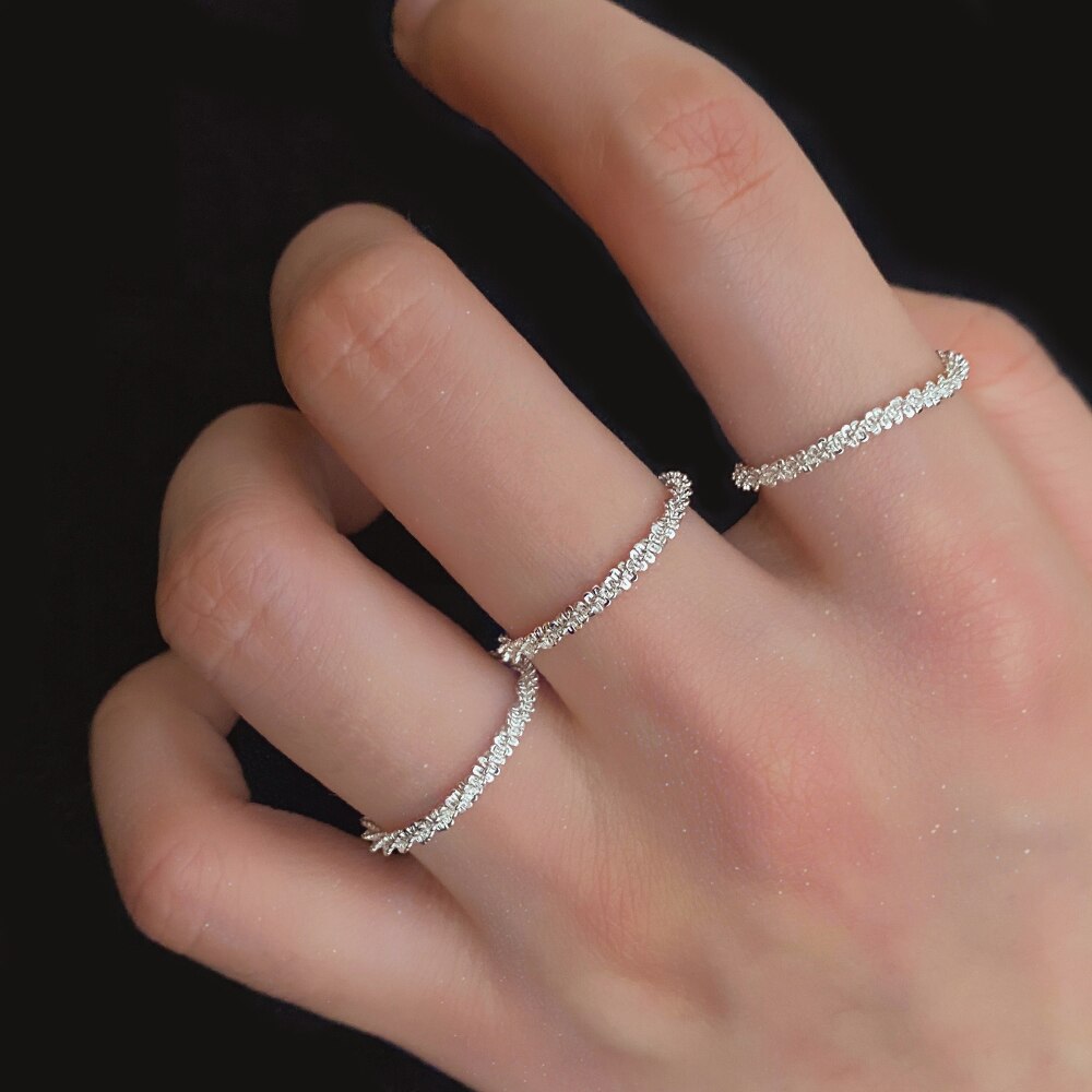 Ifmia Aangekomen Trend Minimalisme Zilver Kleur Fonkelende Ring Eenvoudige Stijl Decoratieve Wijsvinger Ring Vrouwen Mode-sieraden