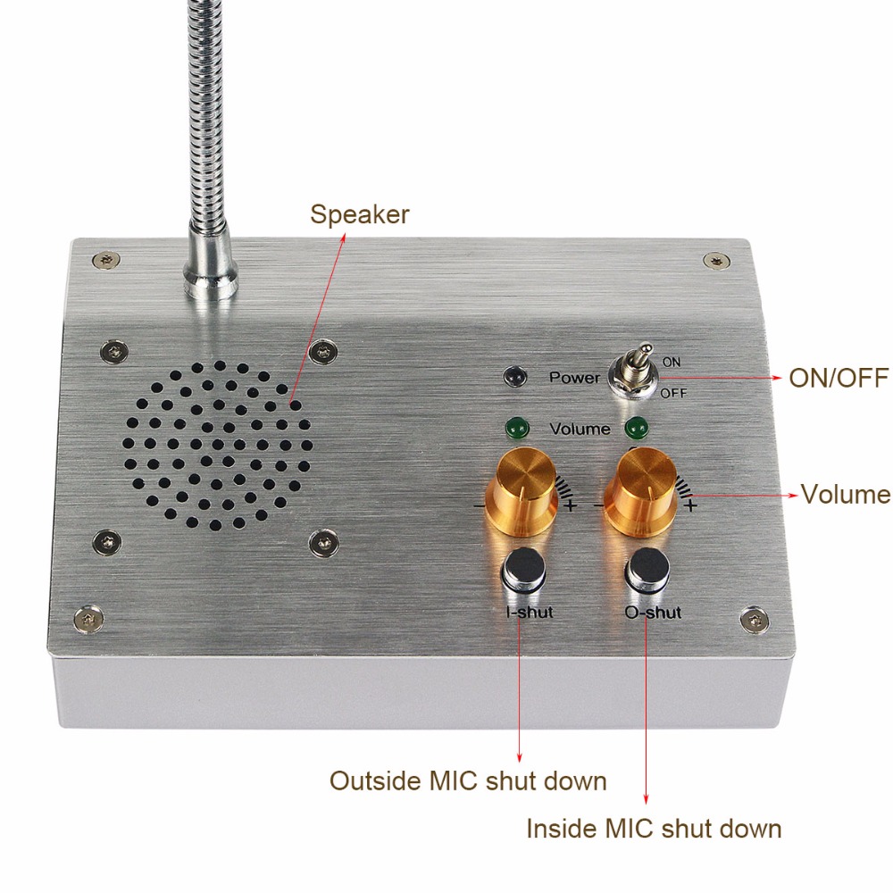 RETEKESS110/220V 2W Dual Way Window Counter Intercom Interphone Speaker System For Securities Company Bank Office Store Station
