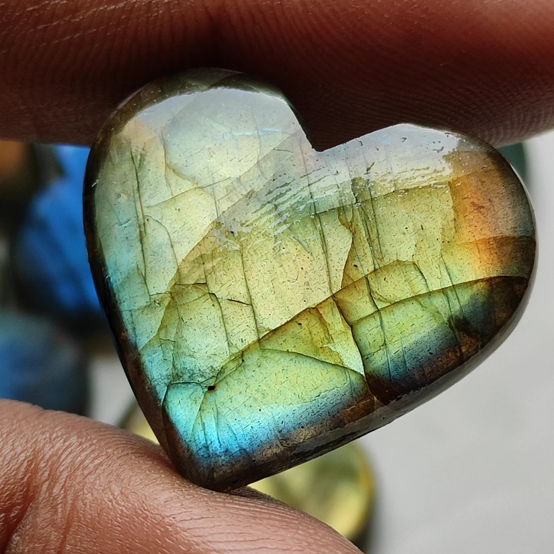 2 unids/set labradorita Natural llamativa cabujón forma de corazón labradorita piedra plana piedra preciosa pulida suave 3CM