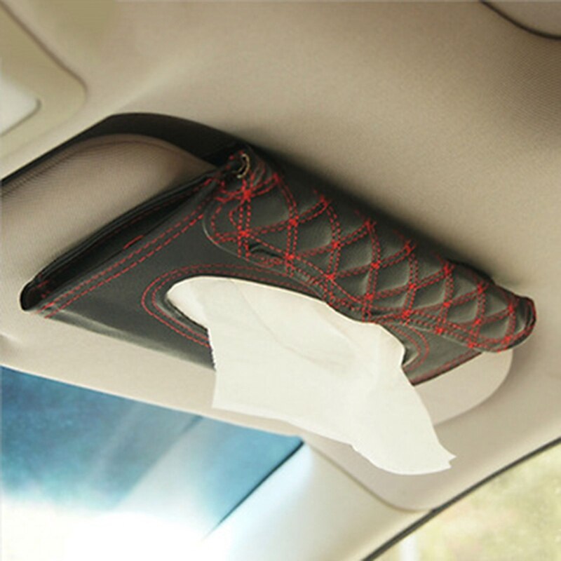 Auto Zonneklep Tissue Box Houder PU Leather Tissue Papier Doos Cover Case Auto Organizer Accessoires
