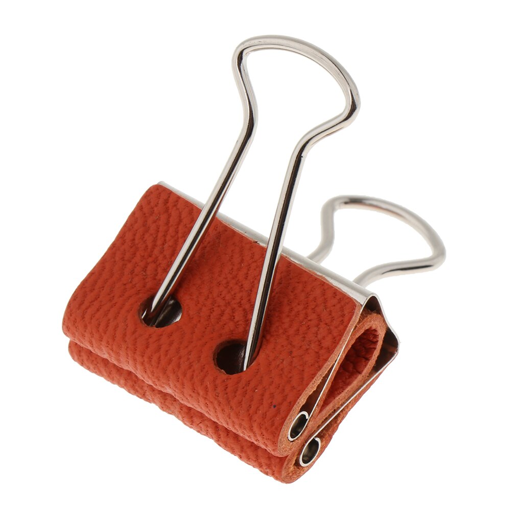 Stainless Steel Office File Ticket Paper Binder Clips with Leather Covered