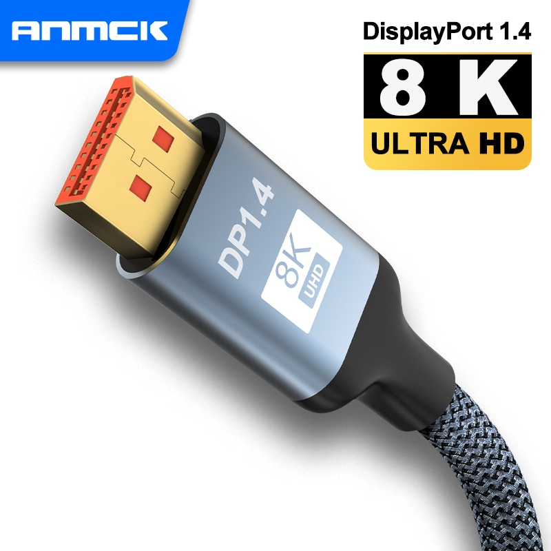 8K Displayport Cable,Anmck Bidirectional Steady Transmission DP to DP 1.4 8K@60Hz Cable UHD Nylon Braided Display Port Lead