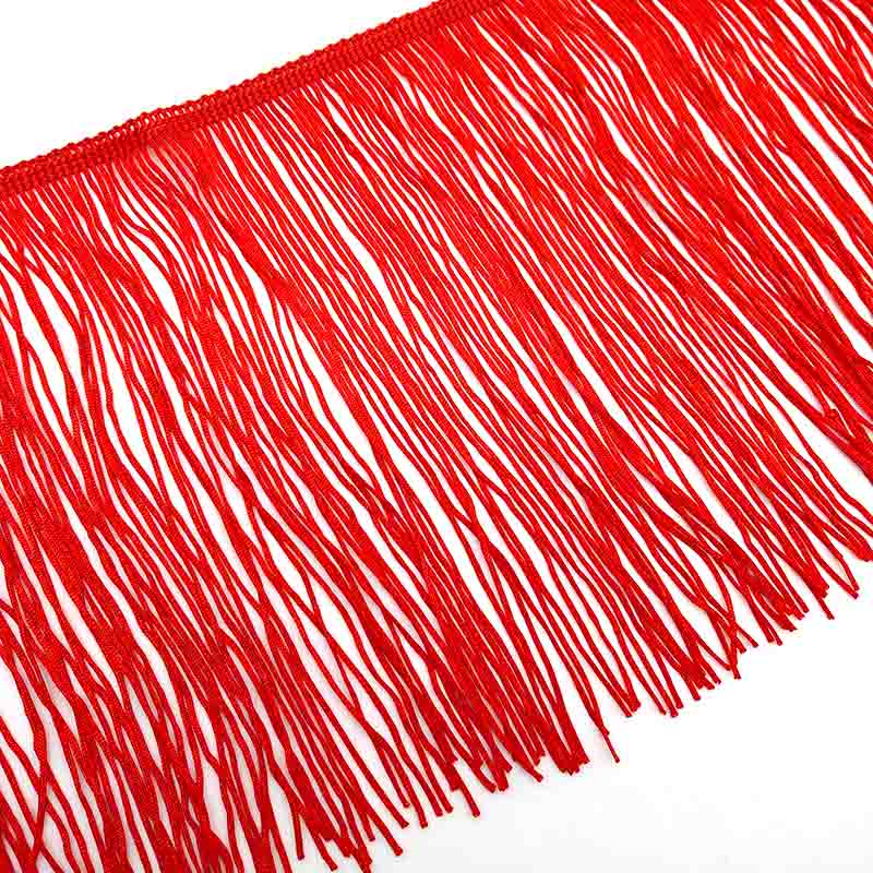 Ruban à franges en dentelle blanche de 50CM de Long, 15CM de large, pour bricolage, robe latine, vêtements de scène, accessoires: Red