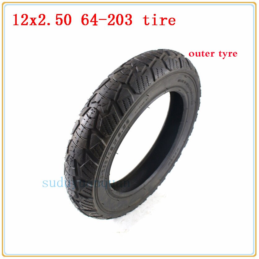 Neumático de rueda de 12 pulgadas, tamaño 12x2,50 64-203 para Mini motocicleta, carro de bebé de bicicleta eléctrica, tubo interno de neumático 12*2,50: outer tyre