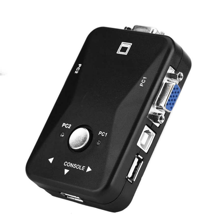 3-way 2/4Port USB VGA KVM Switch Box Adapter Control up to 2 Computers Monitor