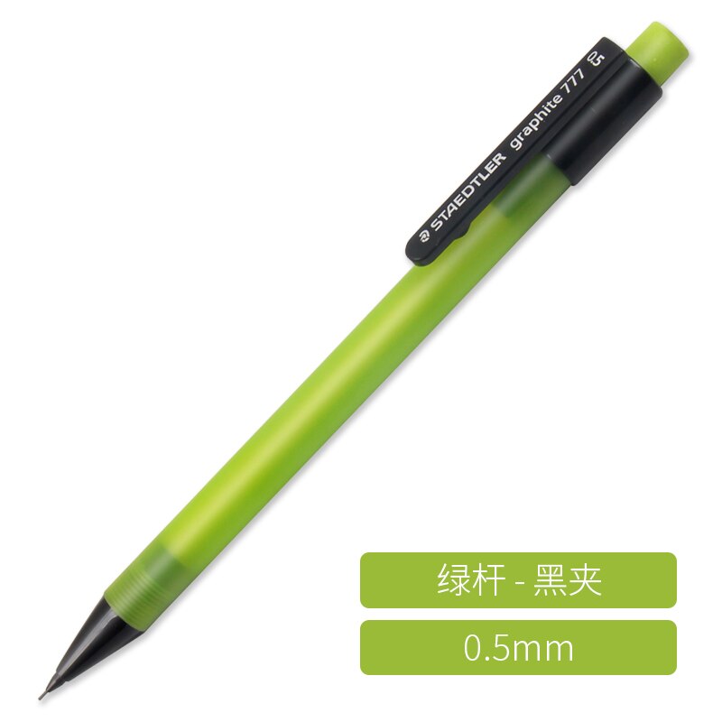 6 stk tysk staedtler automatisk blyant 0.5mm studerende skriver 777 frostet gennemsigtig penneholder bevægelig blyant iført gummi: Grøn