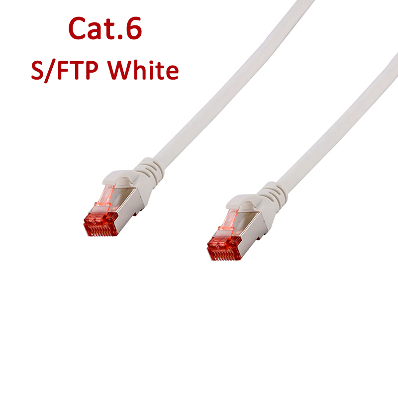 RJ45 Netwerk Cat 6 SFTP Ethernet-kabels C6 Patchkabel Lan Snagless Afgeschermd 6 kleuren: WHITE / 1 meter