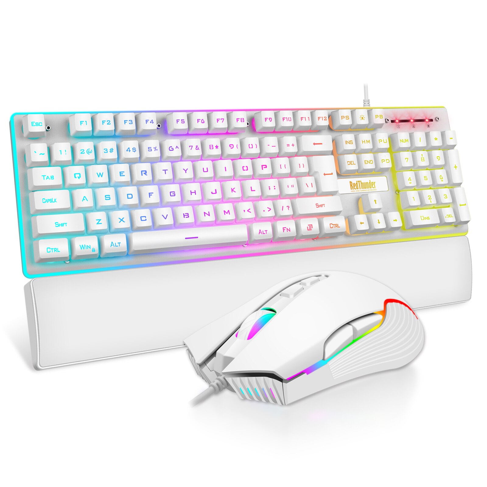 Redthunder K10 Gaming Toetsenbord En Muis Combo, Rgb Backlit, Zachte Lederen Polssteun, anti-Ghosting + 7D 3200Dpi Muizen Voor Gamer