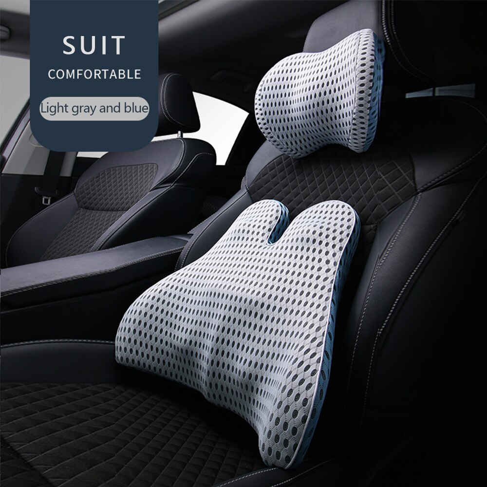 Reposacabezas de malla 4D para coche, almohada para el cuello, soporte Lumbar curvo para la espalda, transpirable, para el coche: 22