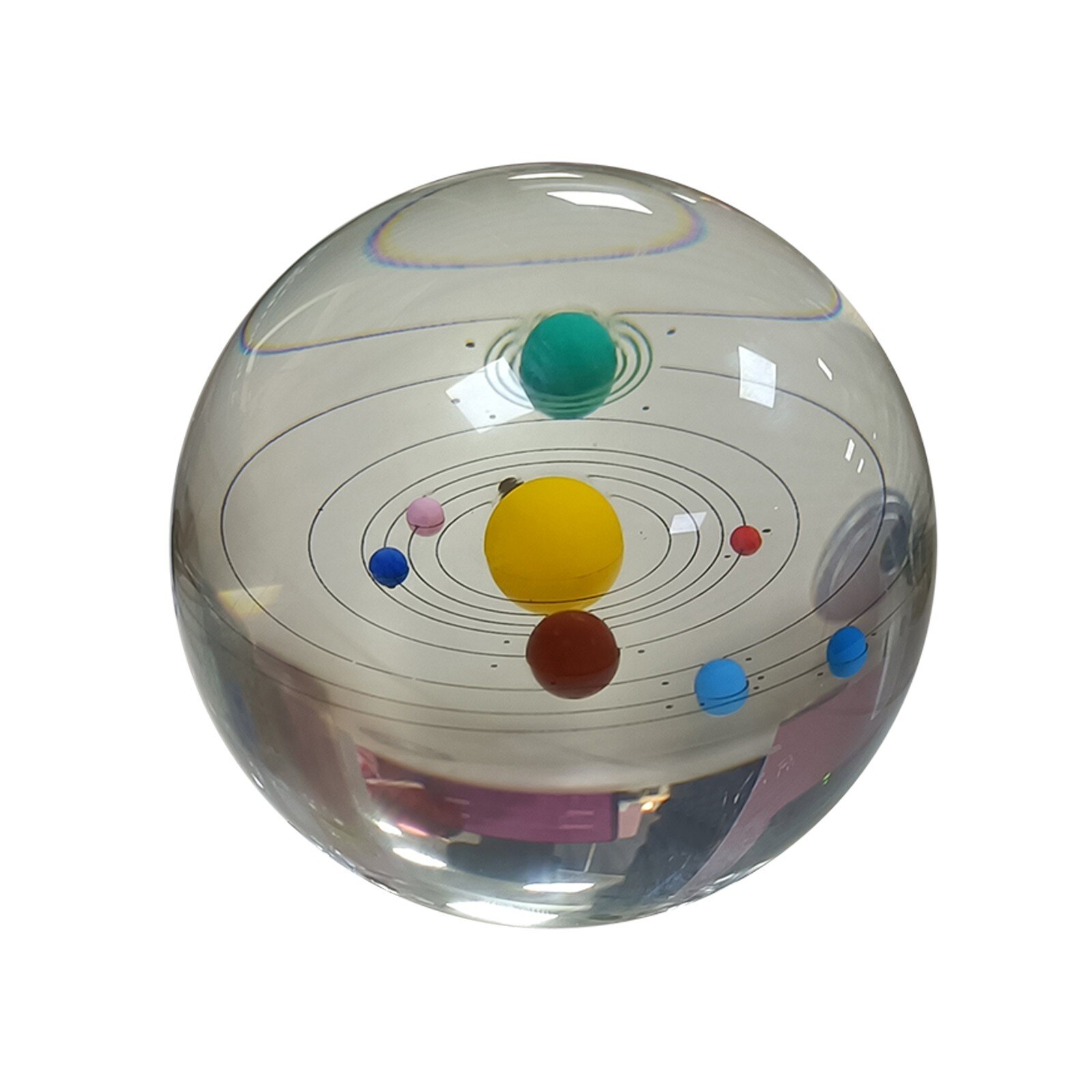 3d Crystal Ball With Solar System Model And Led Lamp Base- Clear 80mm (3.15 In) Home Deco Crystal Craft Sphere Ornament