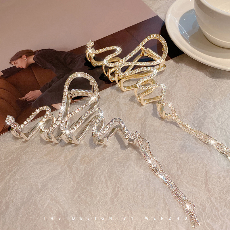 Pinzas para el pelo con borla de cristal y diamantes de imitación para mujer y niña, horquillas geométricas de Metal para el pelo, accesorios para el cabello