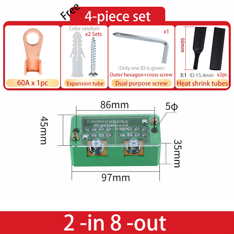 Unipolar Splitter Junction Box Retardant Metering Cabinet Wire Terminal Block Flame Retar Electrical Accessories Copper: Brown&White