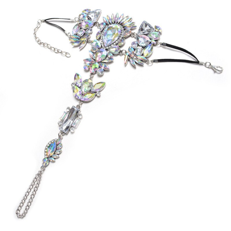 Enkelbanden Voor Vrouwen Rhinestones Gem Bloem Hanger Enkel Barefoot Sandal Foot Sieraden Enkelband Accesorios Mujer # D35