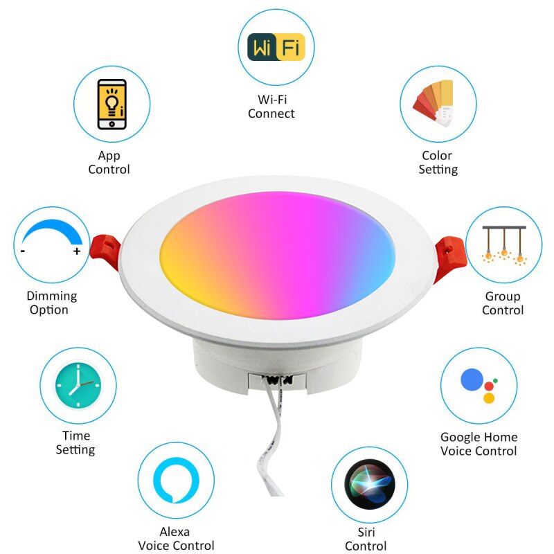 Smart Light Bulb LED Intelligence Smartphones Wi-Fi Long-range Control Integrated Embedded Down Light Home & Living Lamp