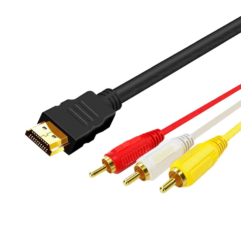 Cable AV de Audio y vídeo de 1,5 m compatible con HDMI macho a 3 adaptador RCA componente convertidor estéreo para TV HDTV DV DVD PC