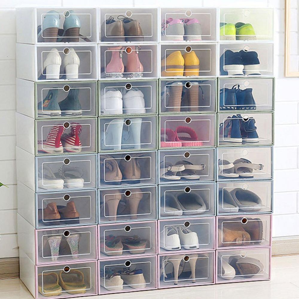 Flip Shoes Box Thickened Transparent Drawer Case Plastic Shoe Boxes Stackable Box Shoe Organizer Shoebox storage Shoe rack