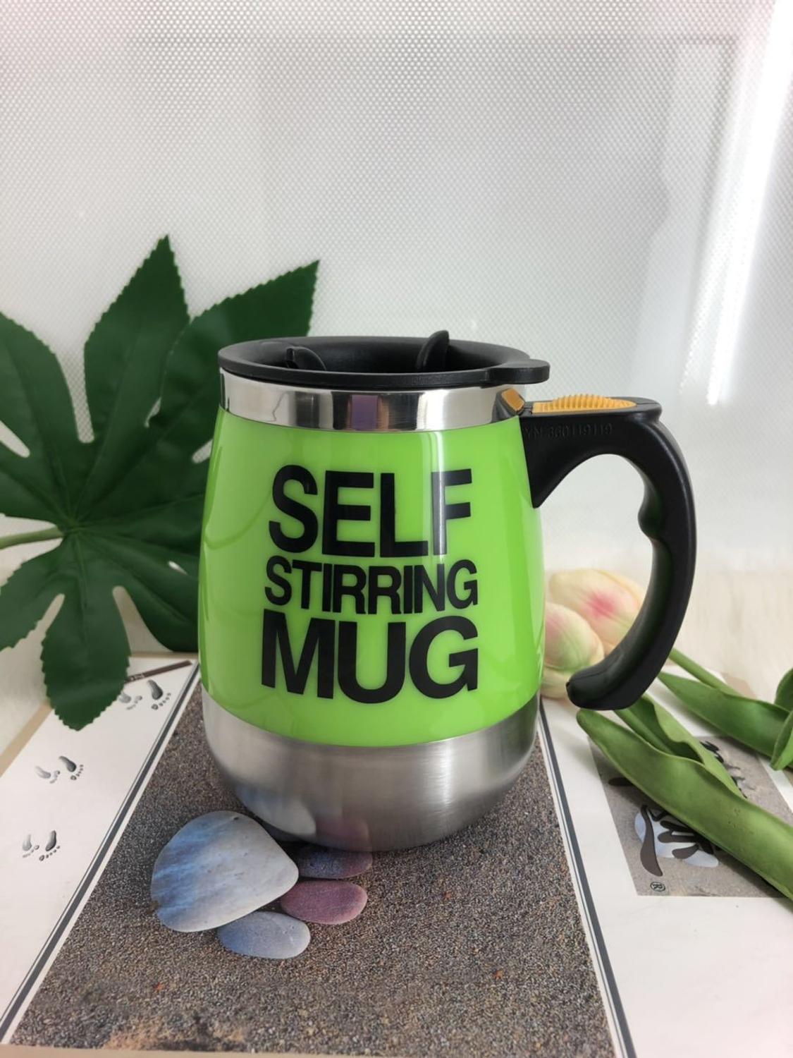 450ml kubek samomieszający automatyczny kubek mieszający robić kawy mleko ziarno owsiane kubek termiczny ze stali nierdzewnej podwójnie izolowana inteligentny kubek: zielony