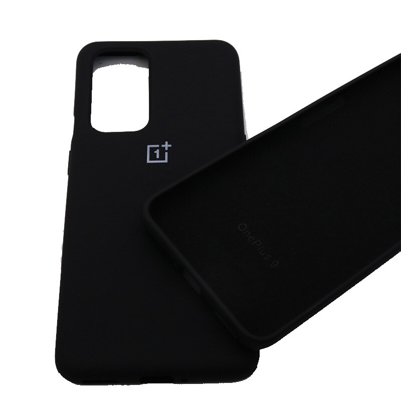 Original OnePlus 9 9pro Case Liquid Silicon Back Cover One Plus 9 9 pro Soft Case Shockproof Full Protectiver Case: For Oneplus 9 / Black