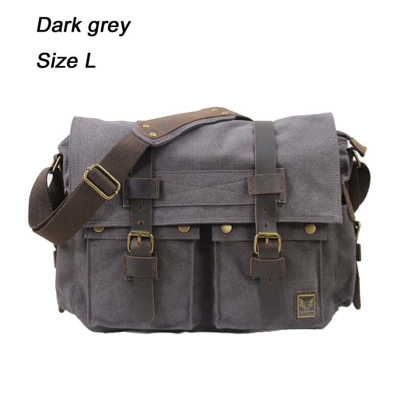 Borsa in tela 2020 cotone uomo e donna, tracolla in pelle, tempo libero: Dark Grey l