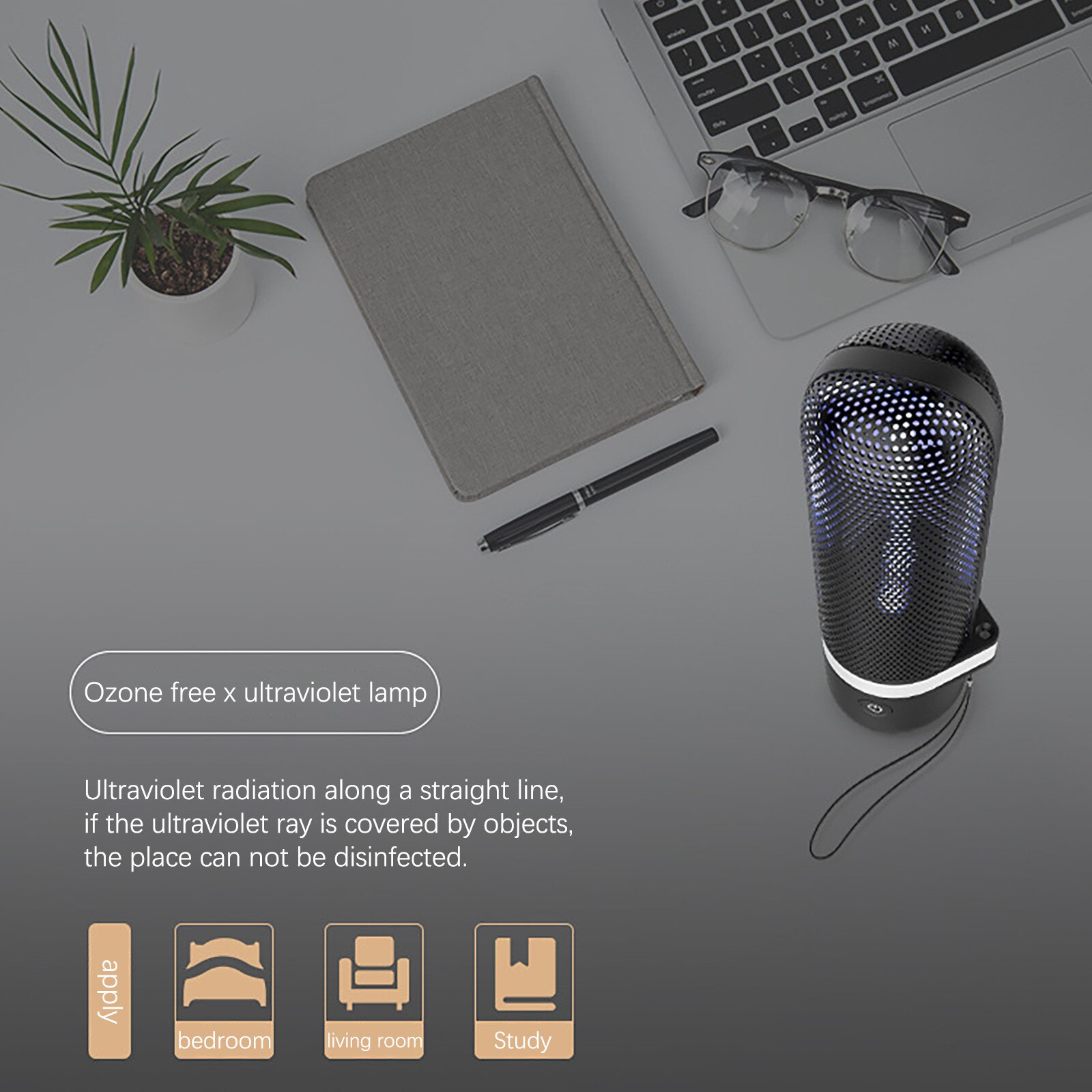 Portable Uvc Lamp Sterilizer Household Ultraviolet Disinfection Lamp Uvc+ozone Usb Rechargeable Disinfection Lamp#dg4