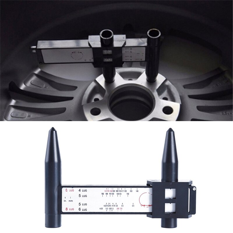 Wheel Rim Bolt Pattern Sliding PCD Measuring Tool Gauge Ruler 8 Holes PCD Ruler Lugs Hub Pitch Car Measurement Tool
