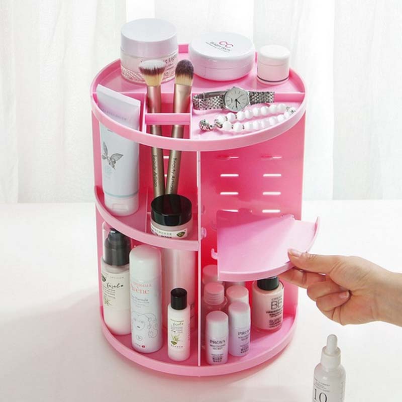 Organisateur maquillage stockage en plastique tiroir cosmétique nouvelle 360 degrés rotatif porte-brosse bijoux étagère détachable beauté