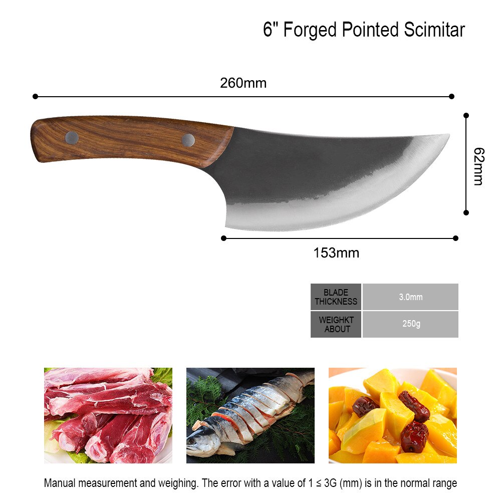 Qing 5.5 inch Boning Camping Serbian Knife Full Tang Cleaver Butcher Handmade Forged Steel Knife Slice Chef Knives With Leather: H